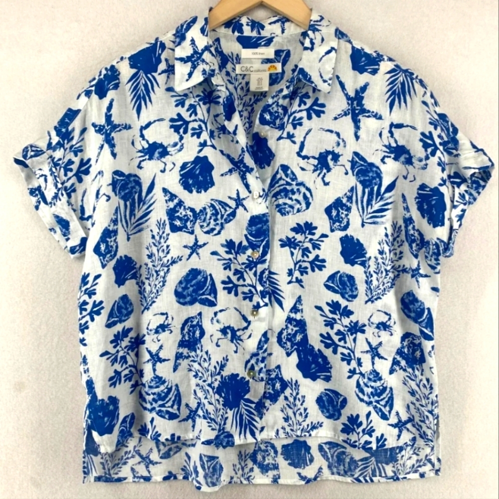 Linen Seashell Button up
